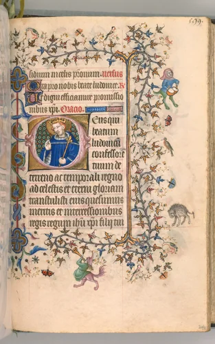 Hours of Charles the Noble, King of Navarre (1361-1425): fol. 291v, St. Louis by Master of the Brussels Initials and Associates, book, 1400-1410