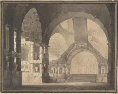 Archways, Design for Stage by anonymous, drawing, 1700-1800