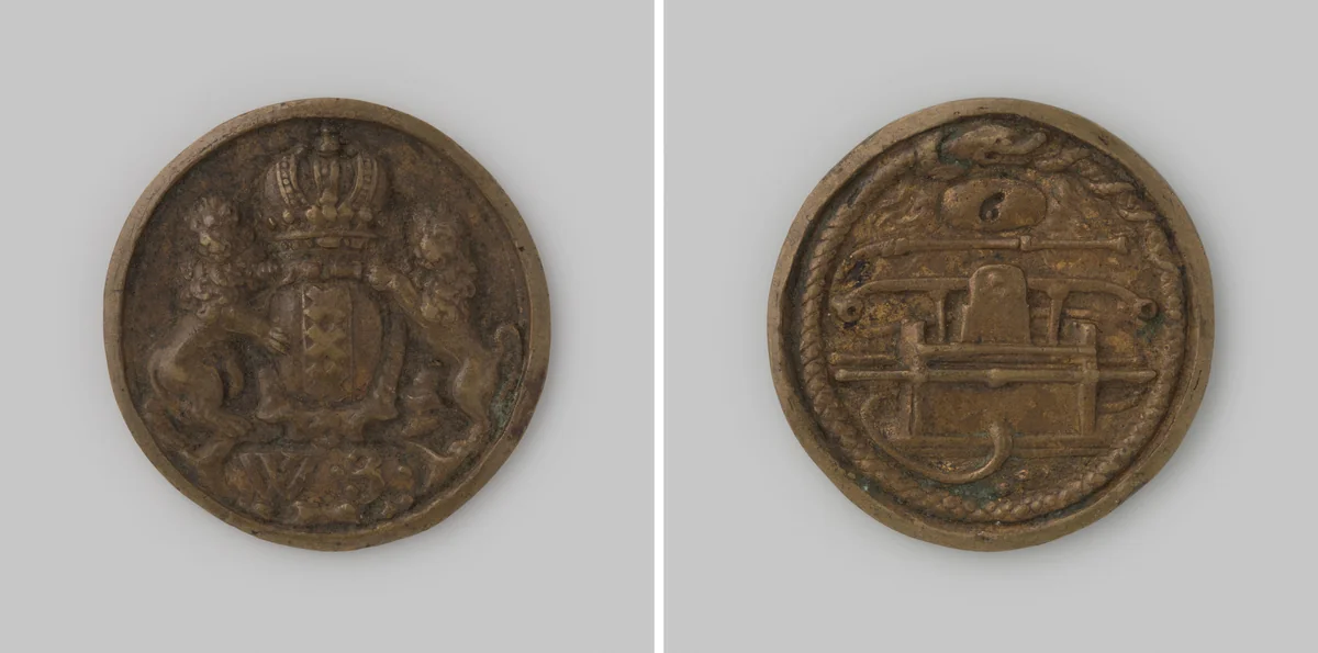 Amsterdam, brandspuitpenning van wijk 3 by anonymous, metalwork, 1700-1799