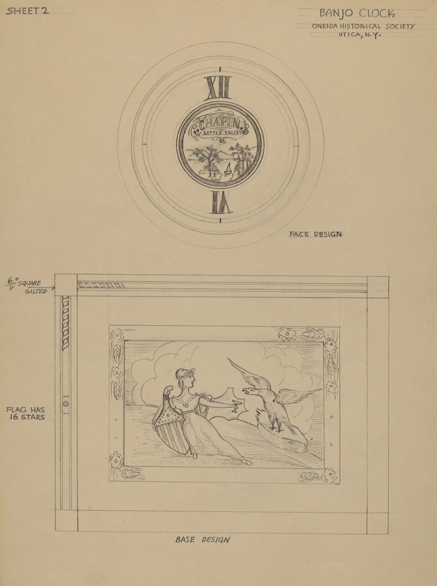 Banjo Clock by Emilio Zito, index of american design, 1935-1942