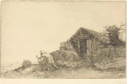 Along the Top of the Hill (Sur le haut de la colline) by Alphonse Legros, print, 1837-1911