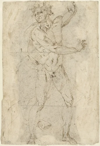 Twee mannen in gaande beweging by anonymous, drawing, 1510-1600