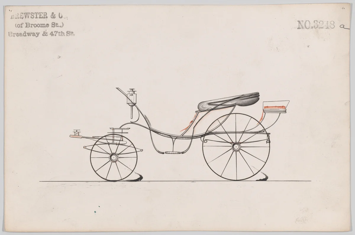 Design for Pony Phaeton, no. 3248a by Brewster & Co., drawing, 1876