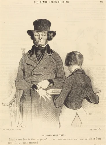 Un Diner chez Véry by Honoré Daumier, print, 1844
