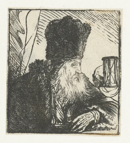 Geleerde met een zandloper by anonymous, print, 1625-1674