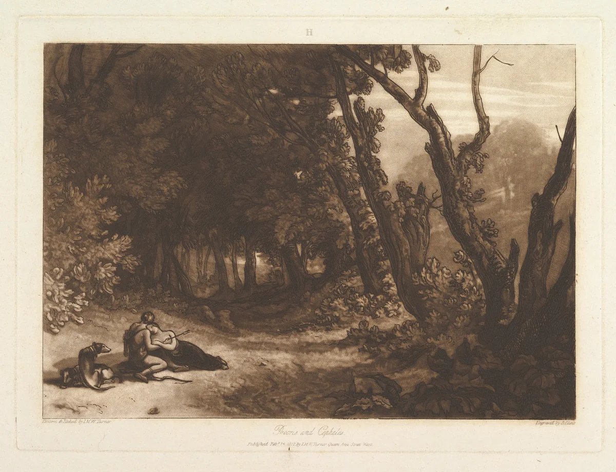 Procris and Cephalus, part ViII, plate 41 from "Liber Studiorum" by Joseph Turner, print, 1812