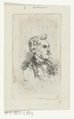 Portret van kunstenaar Frederik Hendrik Weissenbruch by Bernardus Johannes Blommers, print, 1855-1885