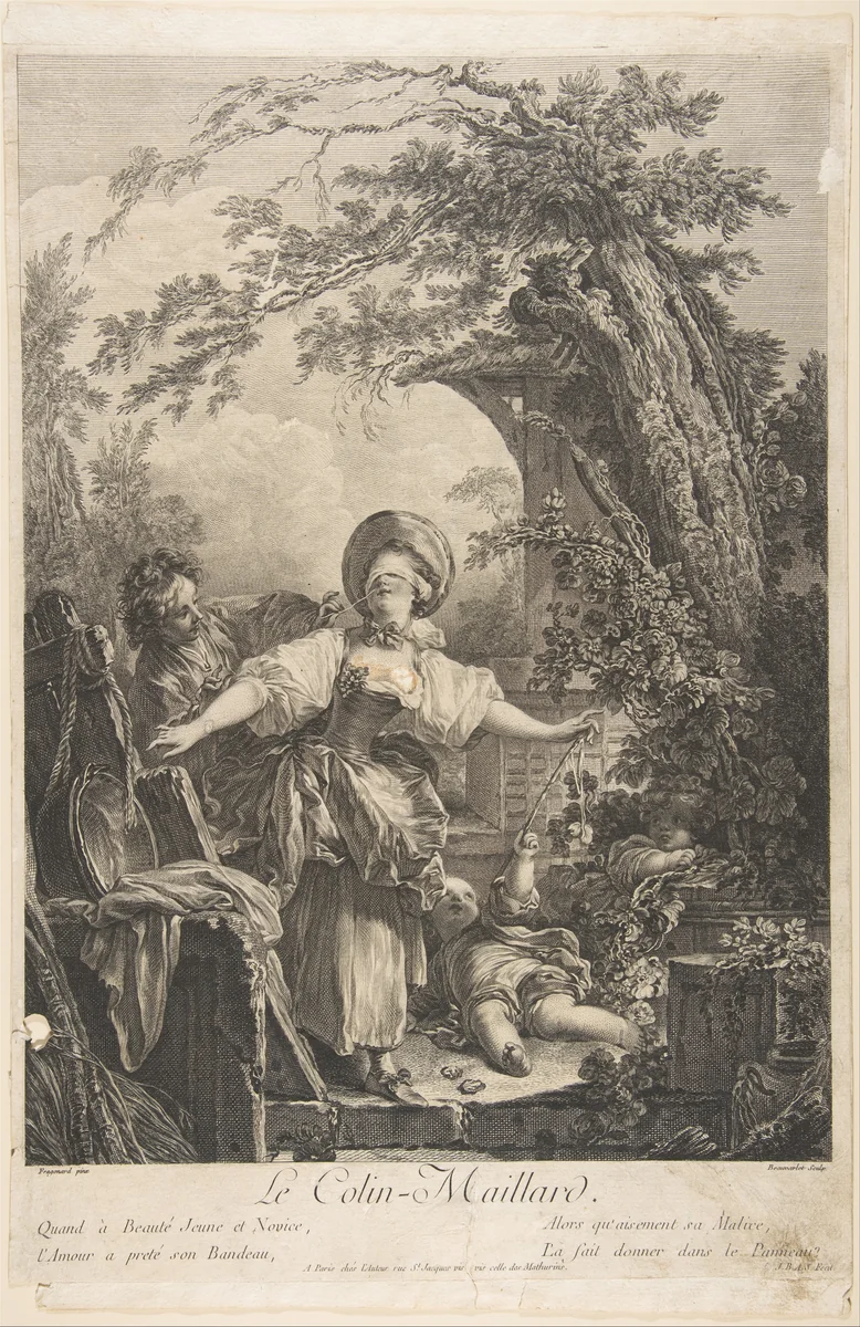 Le Colin-Maillard by Jacques Firmin Beauvarlet, print, 1745-1806