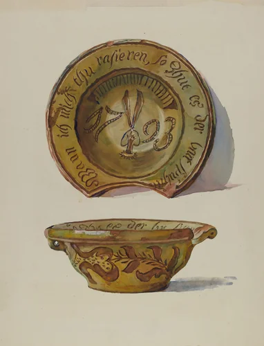 Pa. German Shaving Basin by Frances Lichten, index of american design, 1936