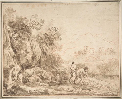 Landscape by anonymous, drawing, 1700-1800