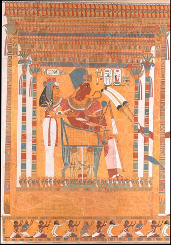 Amenhotep III and his Mother, Mutemwia, in a Kiosk by Nina de Garis Davies, artwork, -1390--1352