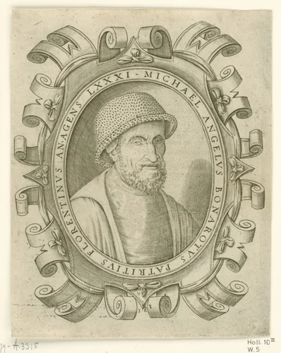 Portret van Michelangelo Buonarroti by Unknown, print, 1530-1580