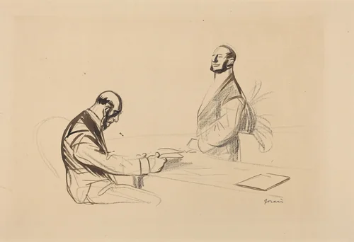 À la conférence (At the Conference) by Jean-Louis Forain, drawing, 1919