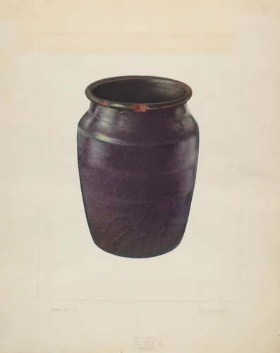 Earthen Churn by Clyde L. Cheney, index of american design, 1935-1942