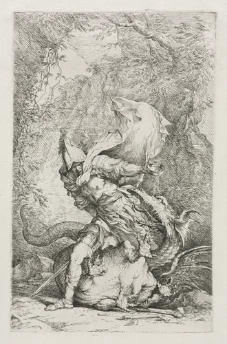 Jason and the Dragon by Salvator Rosa, print, 1658-1668