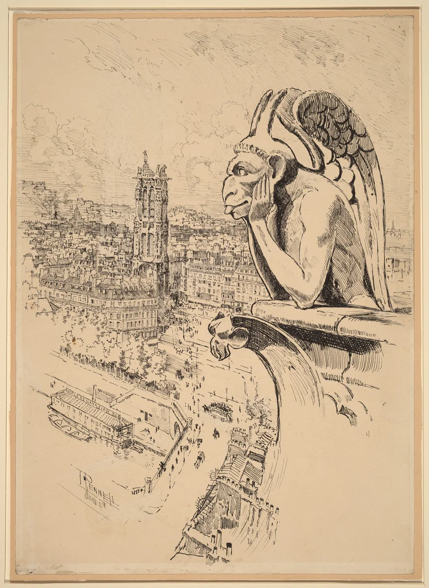 Study for "Le Stryge" by Joseph Pennell, drawing, 1893