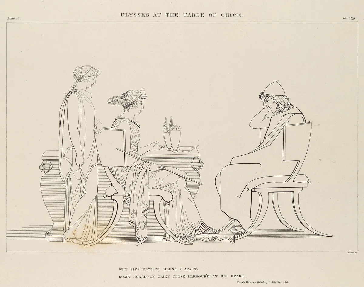 Ulysses at the Table of Circe (The Odyssey of Homer) by John Flaxman, print, 1805
