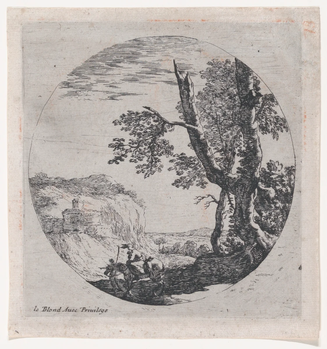 Landscape with the Flight into Egypt by anonymous, print, 1600-1699