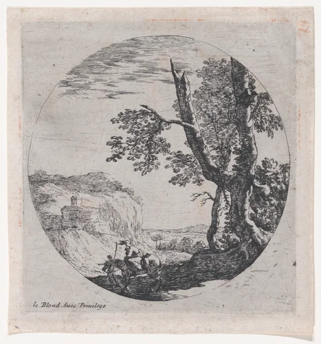 Landscape with the Flight into Egypt by anonymous, print, 1600-1699