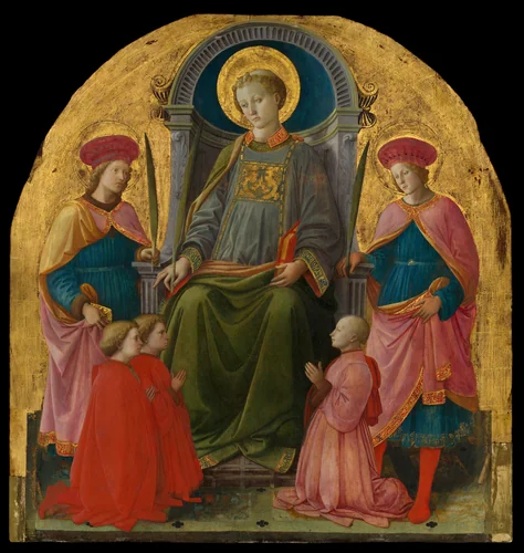 Saint Lawrence Enthroned with Saints and Donors by Fra Filippo Lippi, painting, 1440-1449
