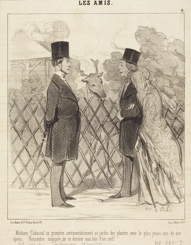 Madame Cabassol se promène... by Honoré Daumier, print, 1845