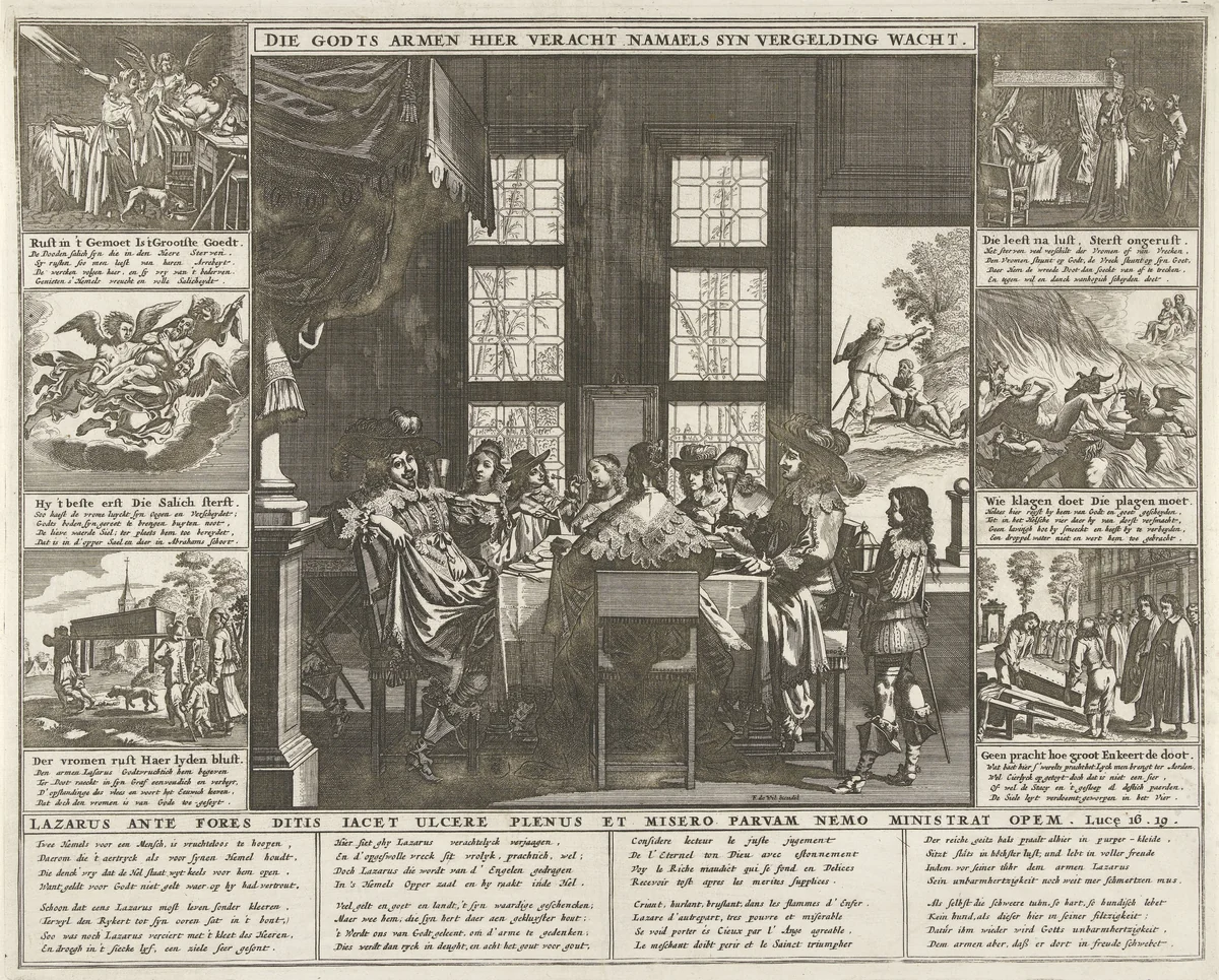 Lazarus en de rijke man by anonymous, print, 1640-1706