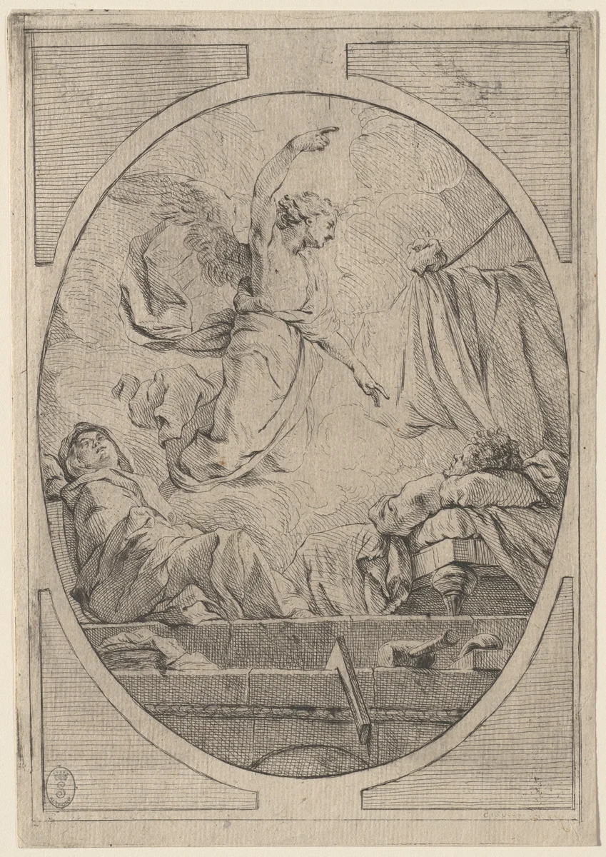 The Dream of Saint Joseph by Pierre Hubert Subleyras, print, 1725-1735