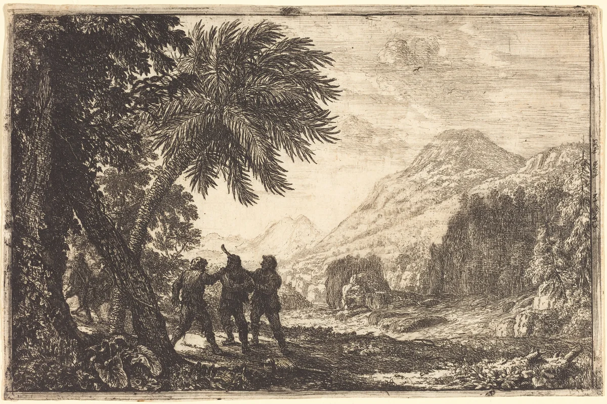 Landscape with Brigands (Scène de brigands) by Claude Lorrain, print, 1633