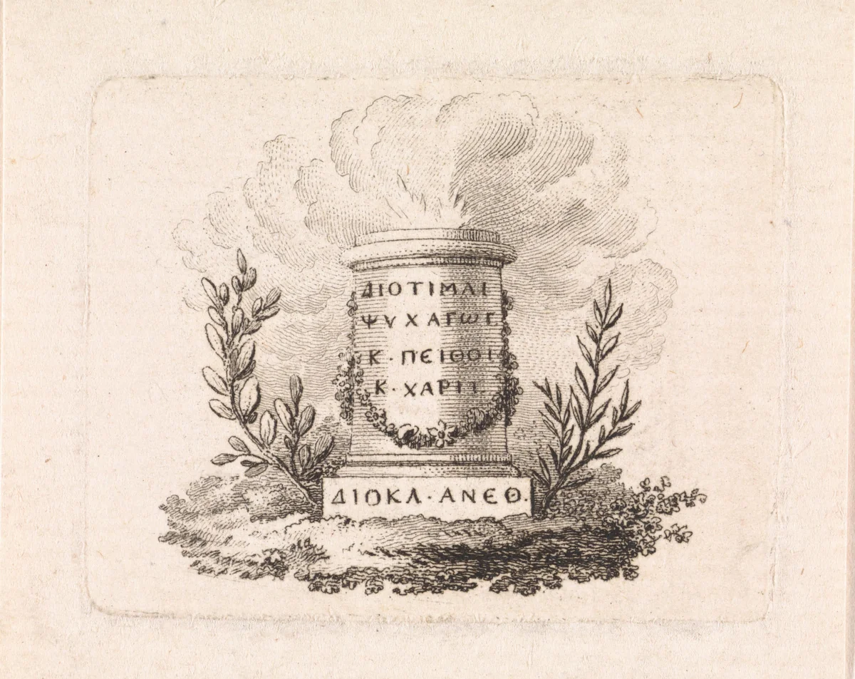 Rokende offerzuil by Reinier Vinkeles, print, 1751-1816