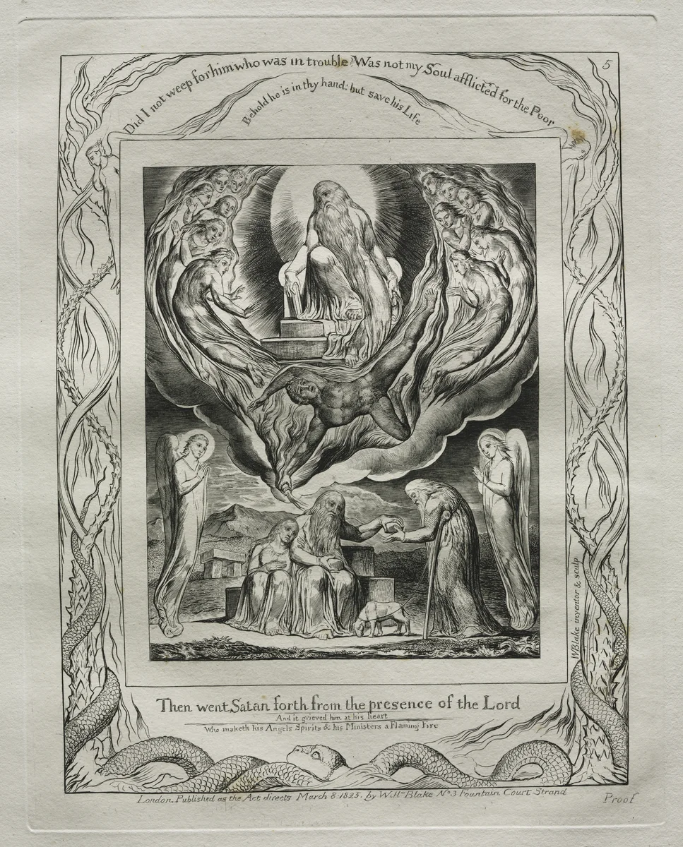 The Book of Job: Pl. 5, Then went Satan forth from the presence of the Lord by William Blake, other, 1825