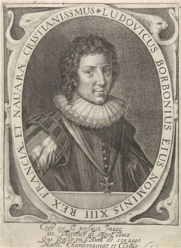 Portret van Lodewijk XIII by Crispijn van de Passe, print, 1604-1670