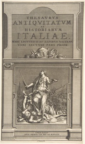 Title Page for "Thesavrvs Antiqvitatvm et Historianrvm Italie, Mari Lingvistico et Alpibvs Vicinae Tome Secondi Pars Prior" by Jan Goeree, print, 1685-1731