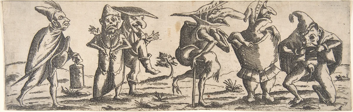 Procession of Monstrous Figures by Wendel Dietterlin, print, 1615