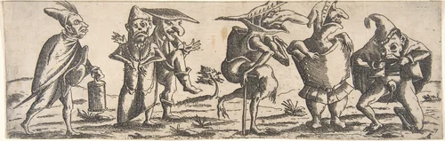 Procession of Monstrous Figures by Wendel Dietterlin, print, 1615