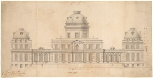 Design for the Garden Façade of a Palace by Giovanni Niccolò Servandoni, drawing, 1695-1766