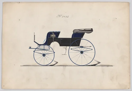 Design for 2 seat Phaeton, no. 3038 by Brewster & Co., drawing, 1874