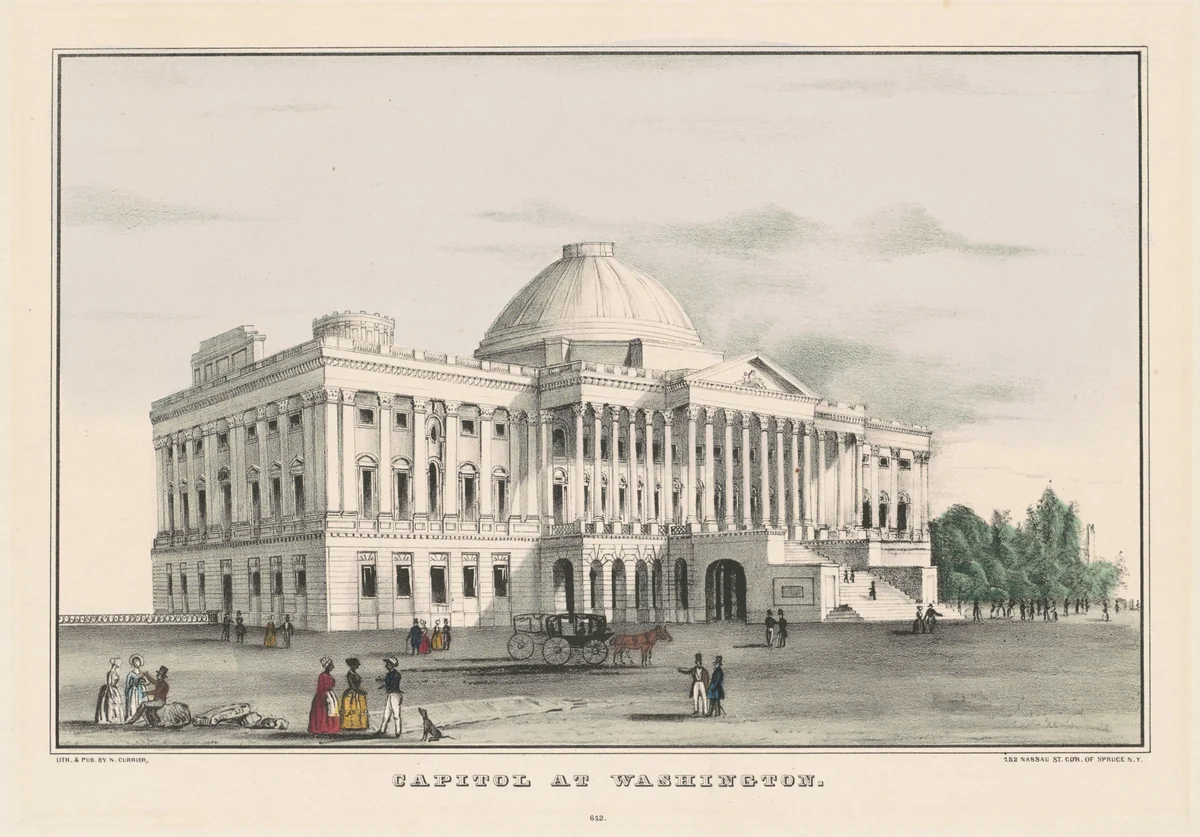Capitol at Washington by Nathaniel Currier, print, 1845-1855