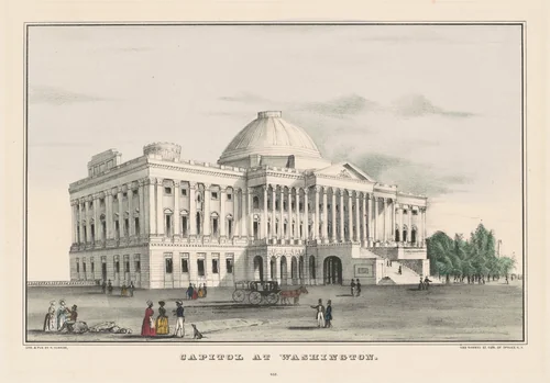 Capitol at Washington by Nathaniel Currier, print, 1845-1855