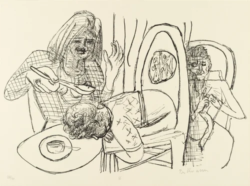 I Don't Want to Eat My Soup (Ich esse meine Suppe nicht) from Day and Dream by Max Beckmann, print, 1946