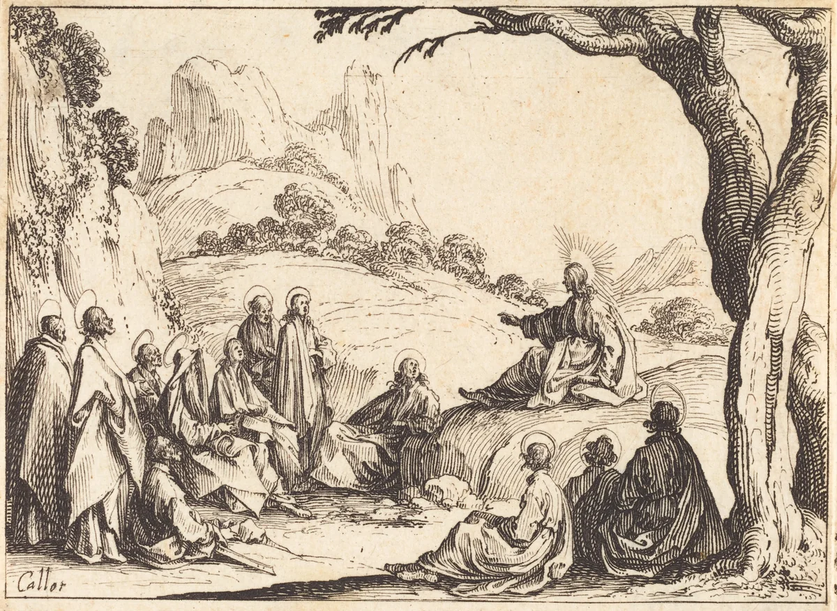 Sermon on the Mount by Jacques Callot, print, 1635