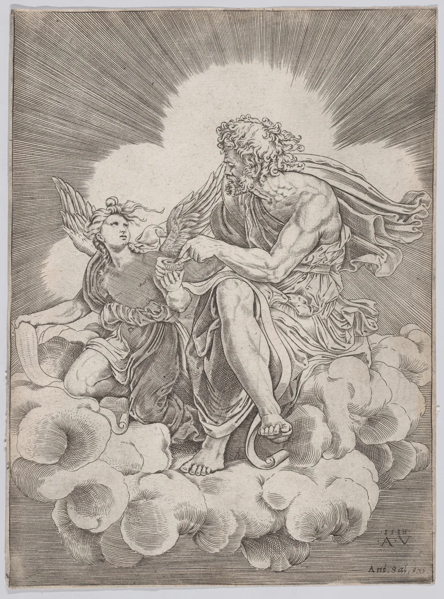 Saint Matthew by Agostino Veneziano, print, 1518