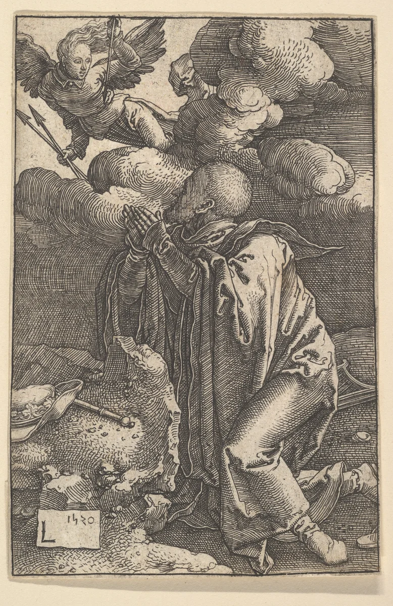 David Praying by Lucas van Leyden, print, 1520
