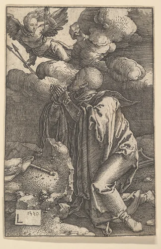 David Praying by Lucas van Leyden, print, 1520