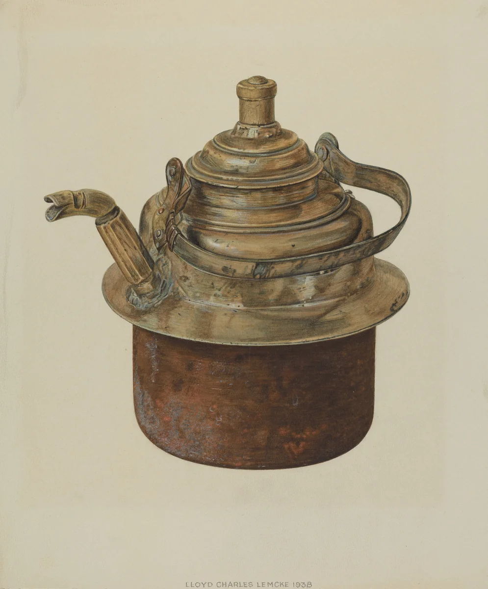 Kettle by Lloyd Charles Lemcke, index of american design, 1938
