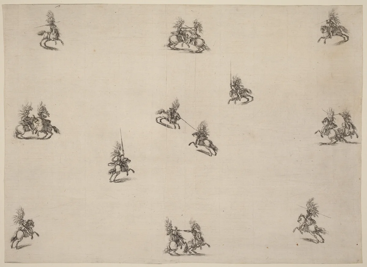 Fighting Cavaliers by Stefano della Bella, print, 1652