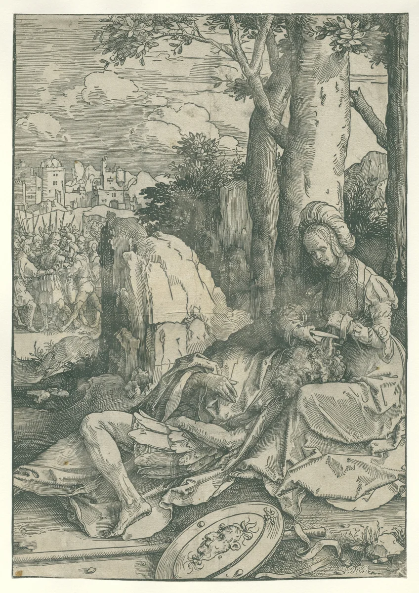 Simson en Delila by Lucas van Leyden, print, 1512-1516