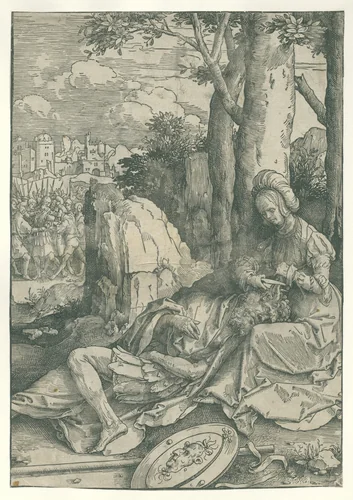 Simson en Delila by Lucas van Leyden, print, 1512-1516