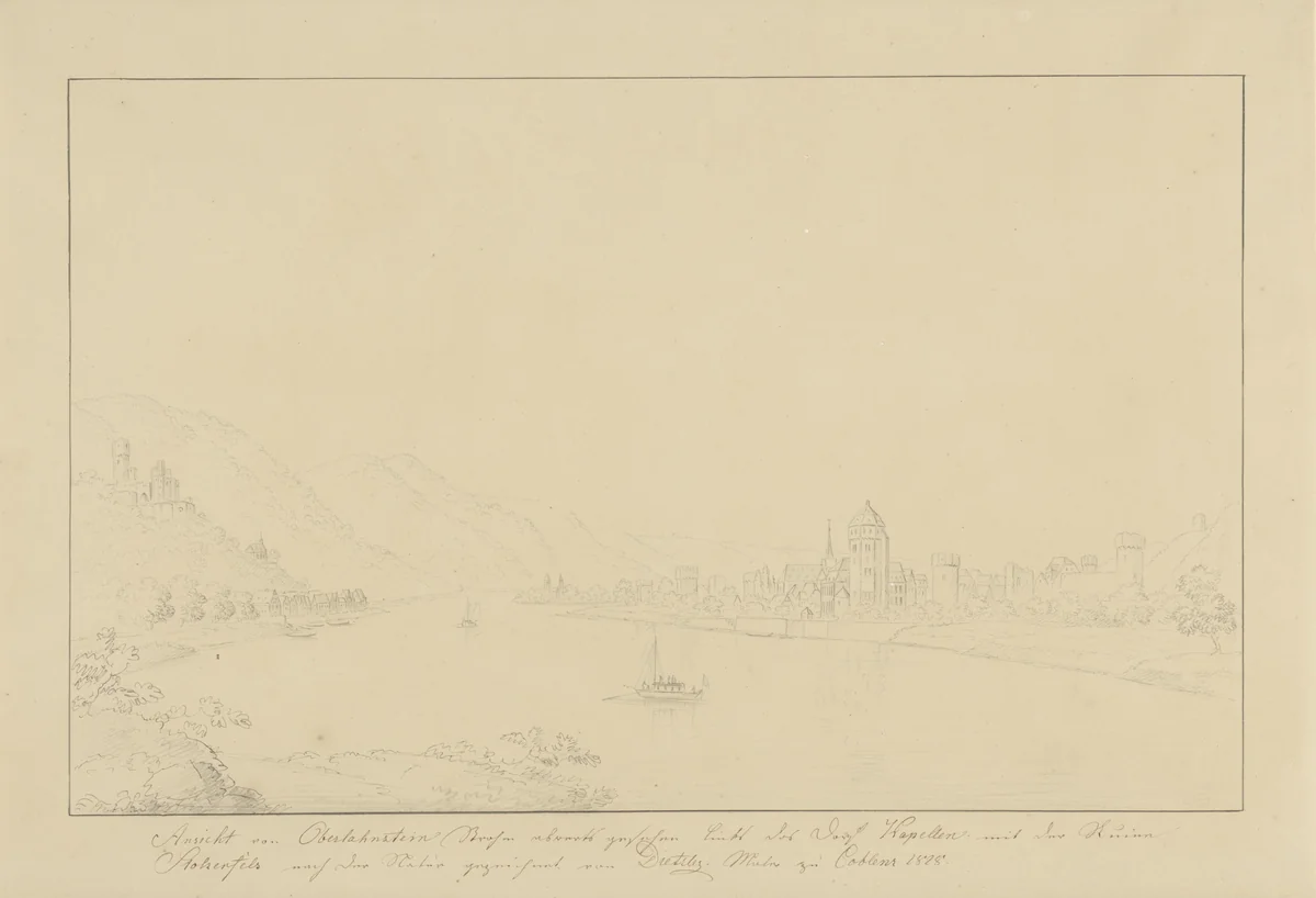 Gezicht op Oberlahnstein by Jakob Dietzler, drawing, 1828