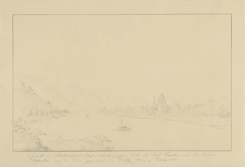 Gezicht op Oberlahnstein by Jakob Dietzler, drawing, 1828