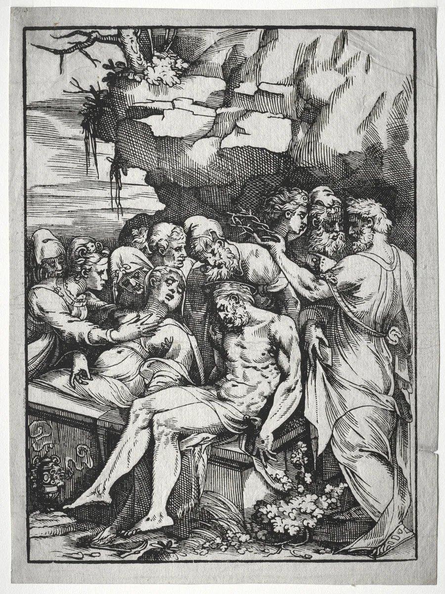 The Entombment by Andrea Schiavone, print, 1545-1565